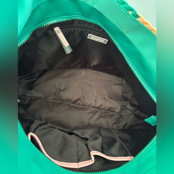 Wildfox Large Green and Peach Woven Tote Bag Beach Bag Travel Tote Bag NEW - Picture 4 of 4